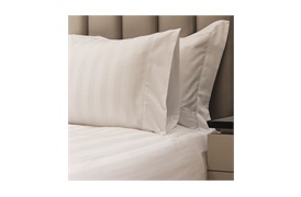 Caily Stripe Super king Duvet Set White with Standard Pillowcases