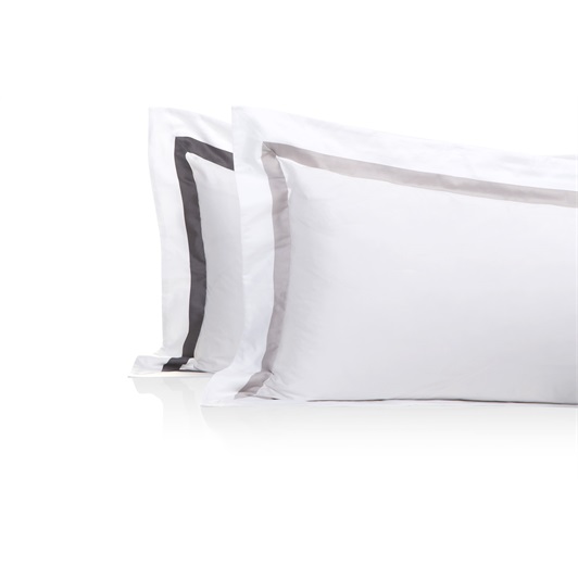 Finibus Border Standard Oxford Pillowcases White/Grey