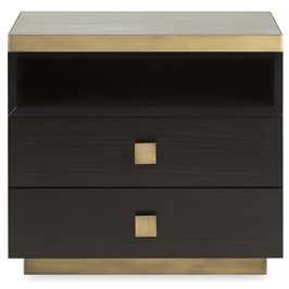 Dark Beech & Brushed Brass Bedside