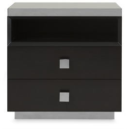 Dark Beech & Stainless Steel Bedside