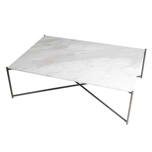 Coffee Table - White Marble and Gun Metal frame