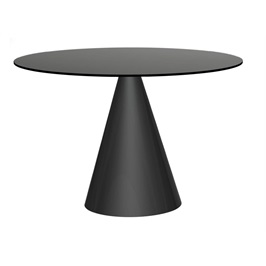 Dining Table - Black Glass & Matte Black Base