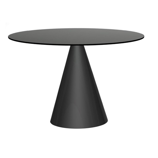 Dining Table - Black Glass & Matte Black Base