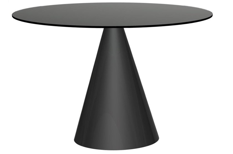 Dining Table - Black Glass & Matte Black Base