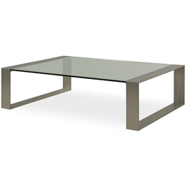 Rectangular Coffee Table - Matte Brushed Nickel & Clear Glass