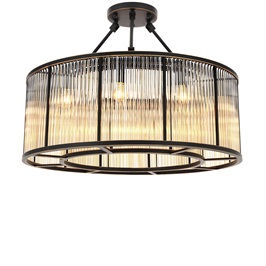 Bernardi Chandelier Bronze highlight finish, vintage glass