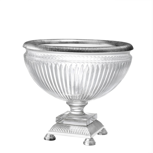Hand blown clear glass, Silver plated