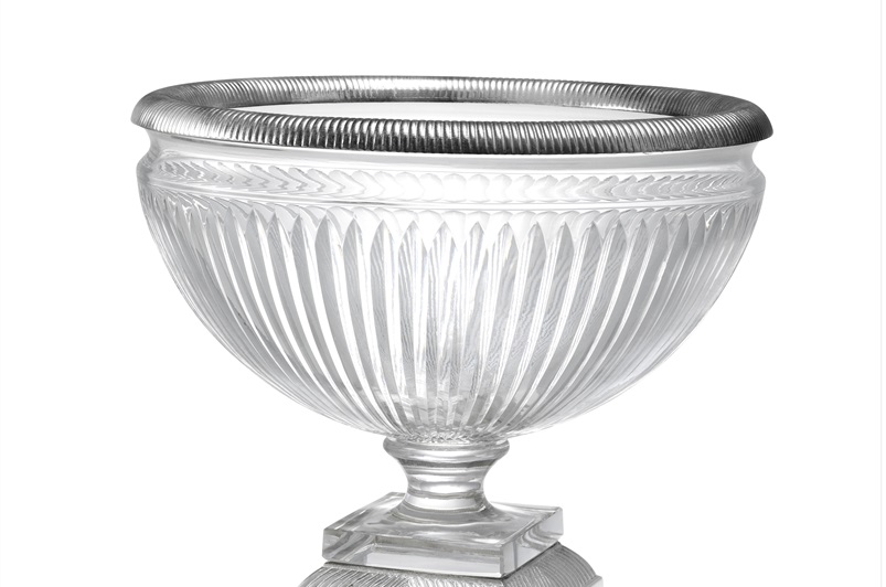 Hand blown clear glass, Silver plated