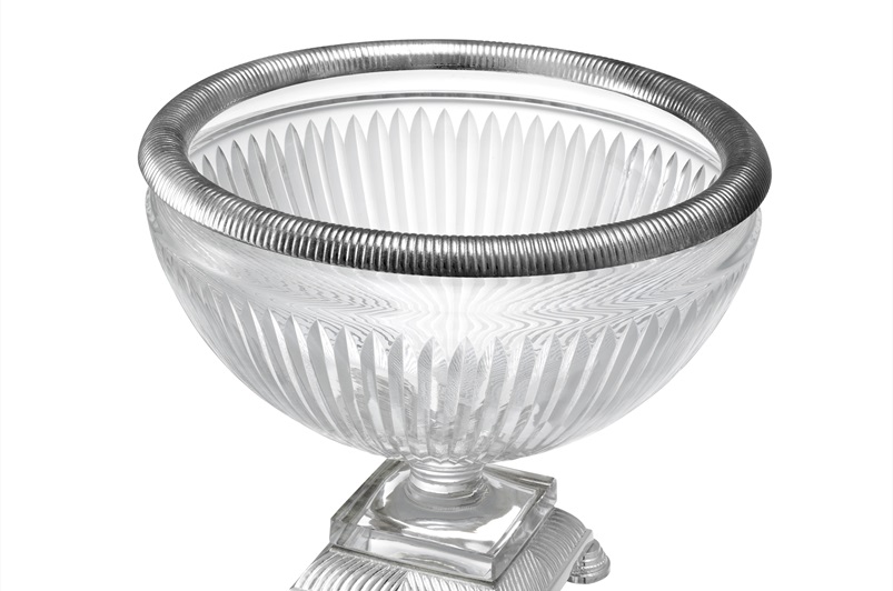 Hand blown clear glass, Silver plated