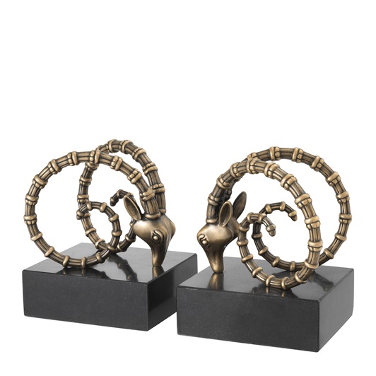 Ibex Bookends Vintage Brass Finish set of 2