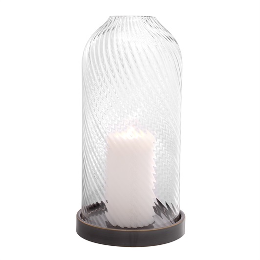 (L) Bronze highlight finish | hand blown clear glass