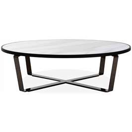 Coffee Table - Smoked Nickel, Dark Oak & Calacatta oro lucido Glossy Ceramic