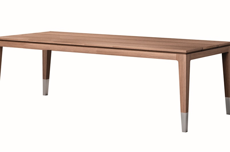 Dining Table - Teak wood / Polished Steel 