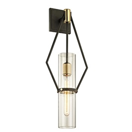 Wall Light - Textured Bronze Brushed Brass & Gloss Opal Glass