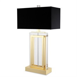 Crystal Glass, Gold Finish & Black Shade