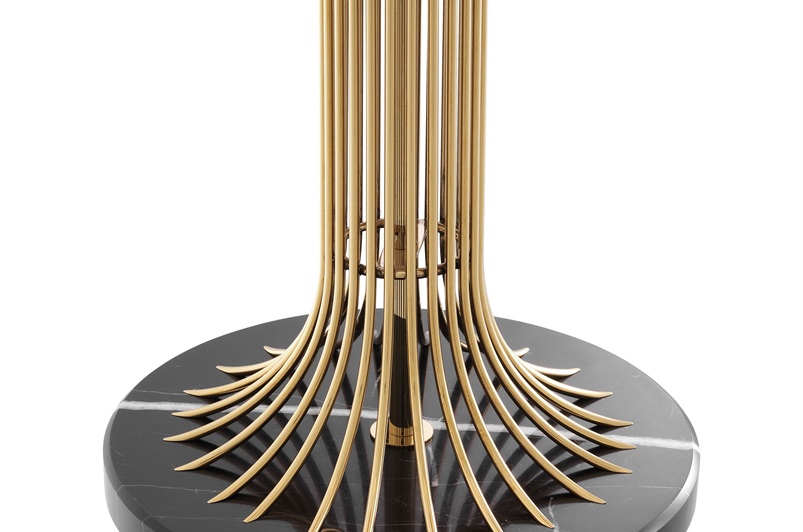 Gold Finish, Black Marble Base & White Shade
