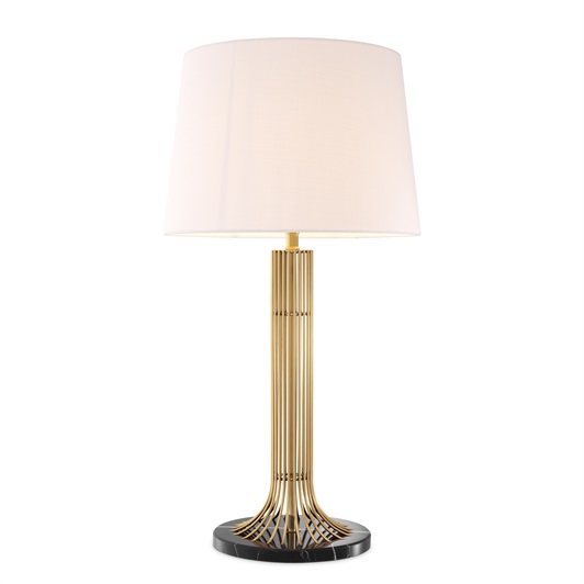 Gold Finish, Black Marble Base & White Shade