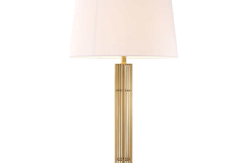 Gold Finish, Black Marble Base & White Shade