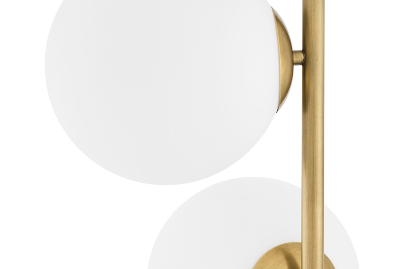 Antique Brass, White Glass & Black Marble Base
