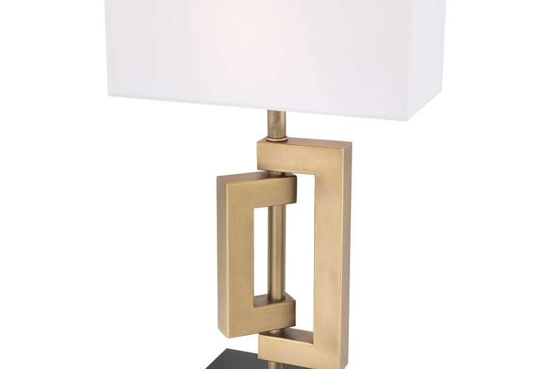 Antique Brass, Granite Base & White Shade
