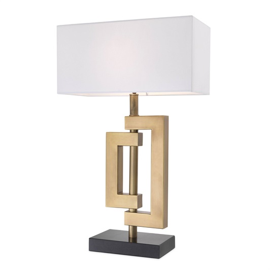Antique Brass, Granite Base & White Shade
