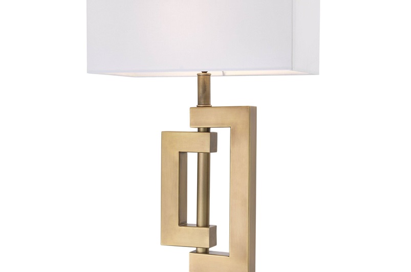 Antique Brass, Granite Base & White Shade