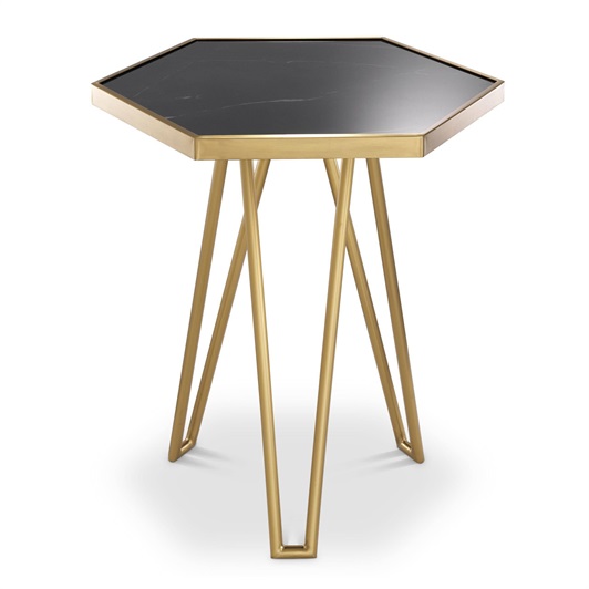Brushed Brass Finish & Honed Black Marble