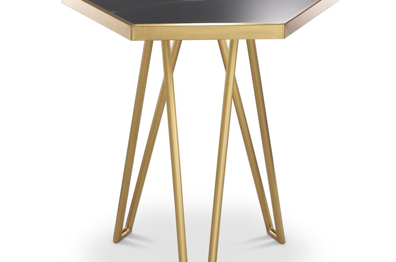 Brushed Brass Finish & Honed Black Marble