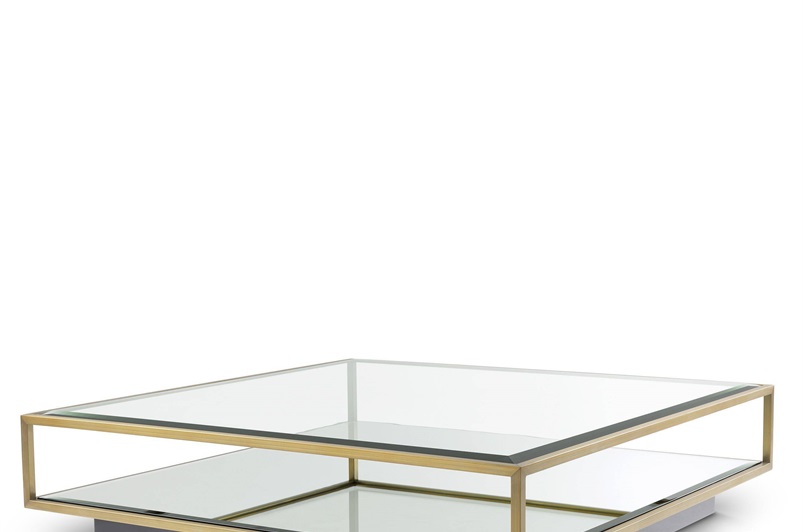 Brushed Brass Finish, Mirror Glass & Clear Glass