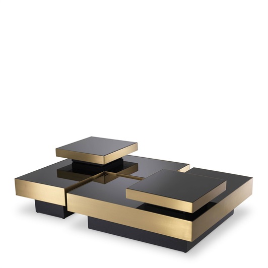 Brushed Brass  & Black Glass