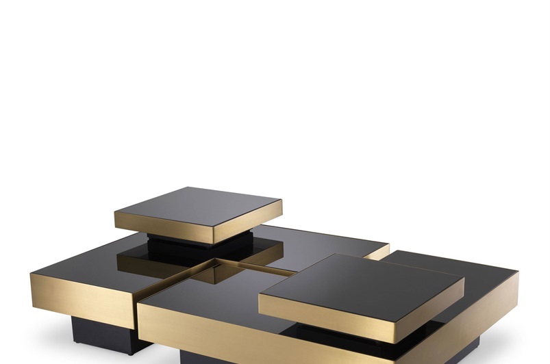 Brushed Brass  & Black Glass