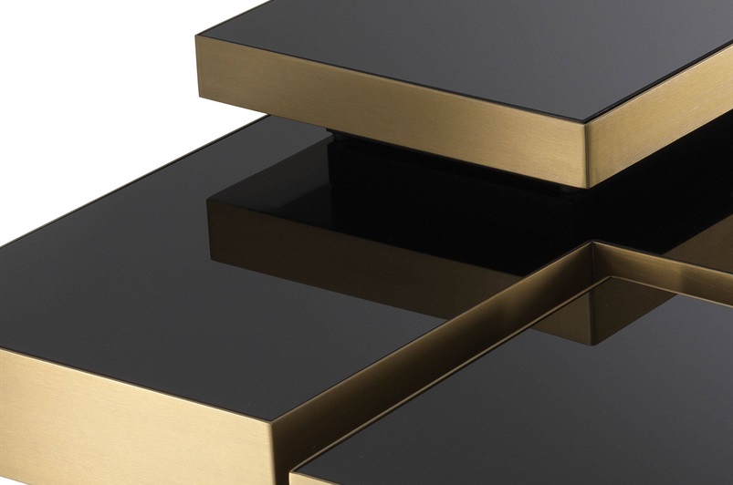 Brushed Brass  & Black Glass