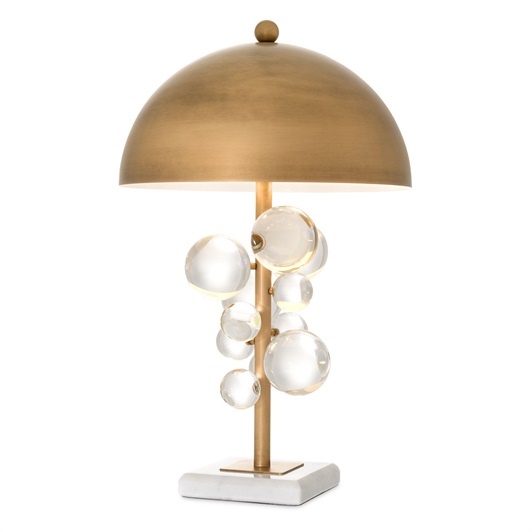 Antique Brass Finish, Clear Glass & White Marble