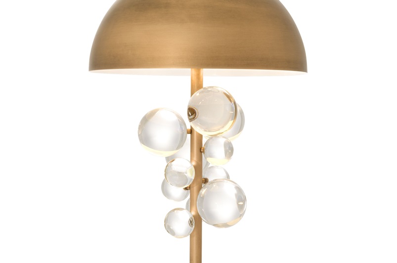 Antique Brass Finish, Clear Glass & White Marble