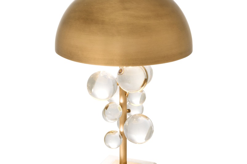 Antique Brass Finish, Clear Glass & White Marble