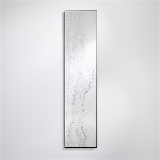 Printed + mirrored glass + black metal frame