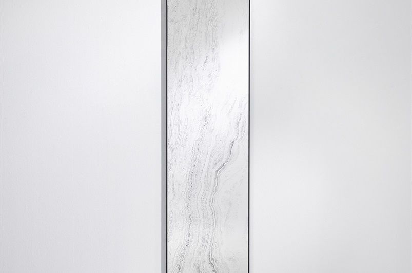 Printed + mirrored glass + black metal frame