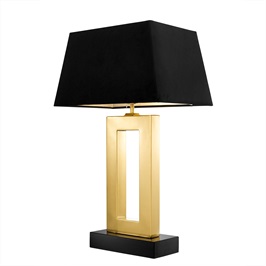 Gold Finish, Granite Base & Black Shade