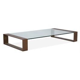 Short Rectangular Coffee Table - Savana Dark legs and clear glass top