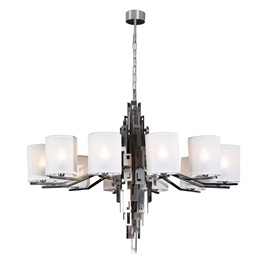 Nickel & Burnished Brass, Ivory trevira wave shade