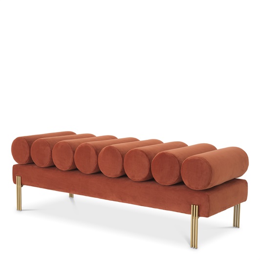 Savona orange velvet | brushed brass finish legs