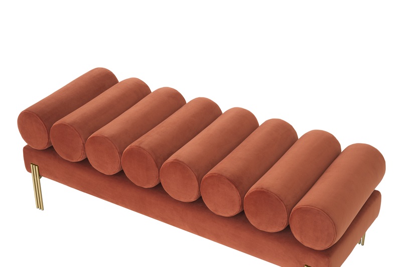 Savona orange velvet | brushed brass finish legs