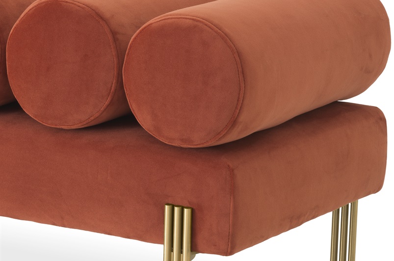 Savona orange velvet | brushed brass finish legs