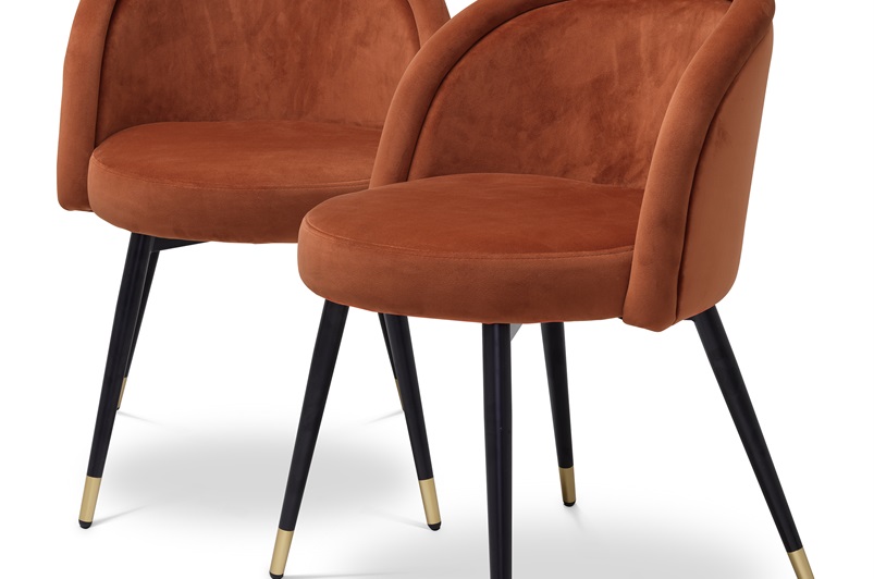 Dining Chair Chloé savona orange velvet set of 2
