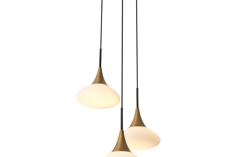 Antique brass finish | white glass | black finish