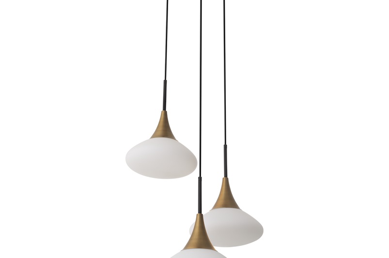 Antique brass finish | white glass | black finish