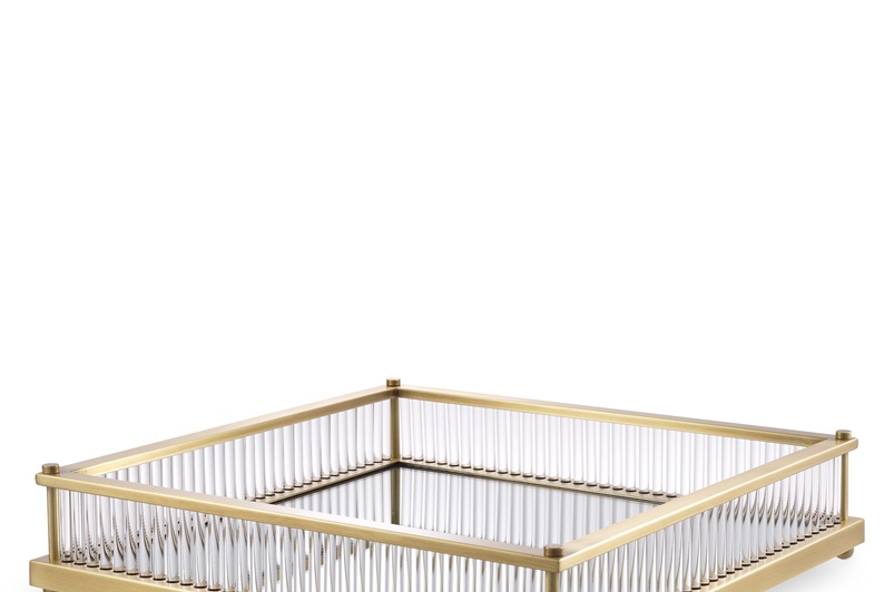 Tray Cora square antique brass finish