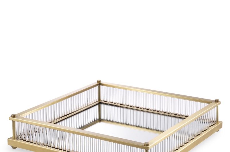 Tray Cora square antique brass finish