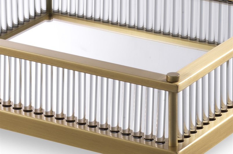 Tray Cora square antique brass finish