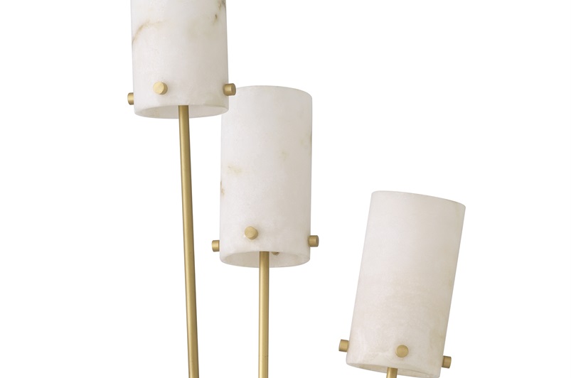 Antique brass finish | alabaster | honed black  marble base